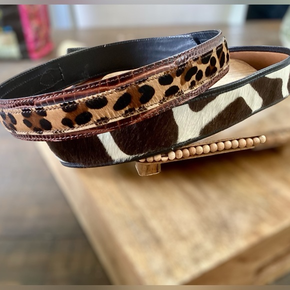 🌸Set of 2 Vintage FALCHI/APPLE ACC Cowboy Leather Belts - Picture 2 of 11